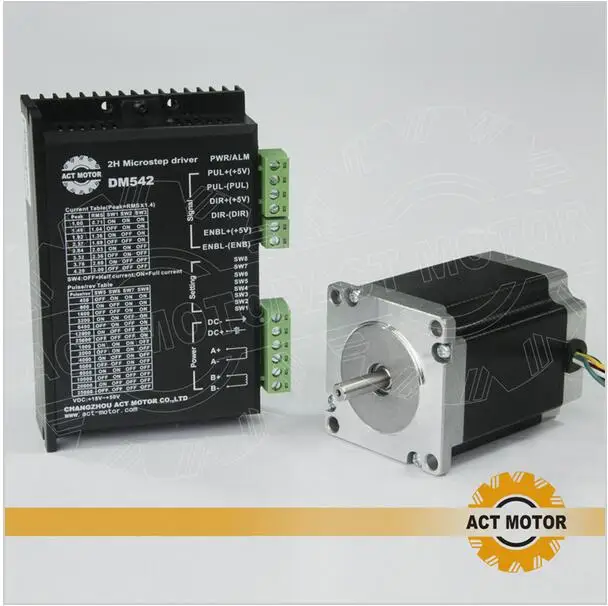 

ACT Motor 1PC Nema23 Stepper Motor 23HS8630 Single Shaft 6-Lead 270oz-in 76mm 3A+1PC Driver DM542 4.2A 50V 128Micro US DE Free