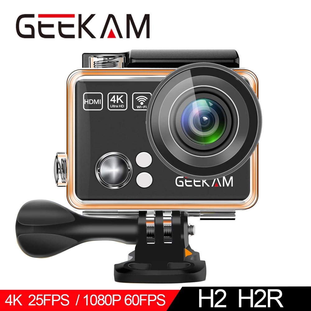 Экшн камера GEEKAM H2R/H2 ультратонкая HD 4K/25fps Wi Fi 2 0 дюйма 170D|Экшн-камеры| |