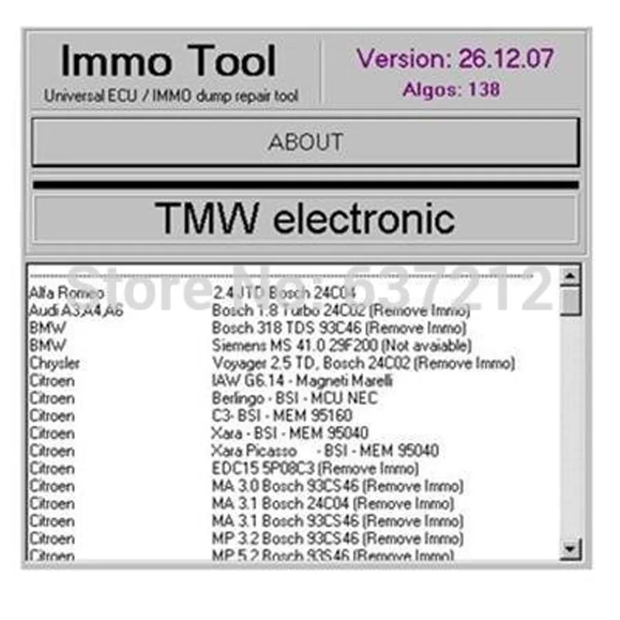 ECU Immo инструмент Ремонтное программное обеспечение иммобилайзер V26.12.2007 +