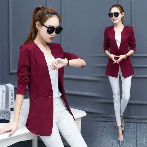 Mr.nut autumn new V-neck women's long section small suit female Slim professional casual suit female spring and autumn coat