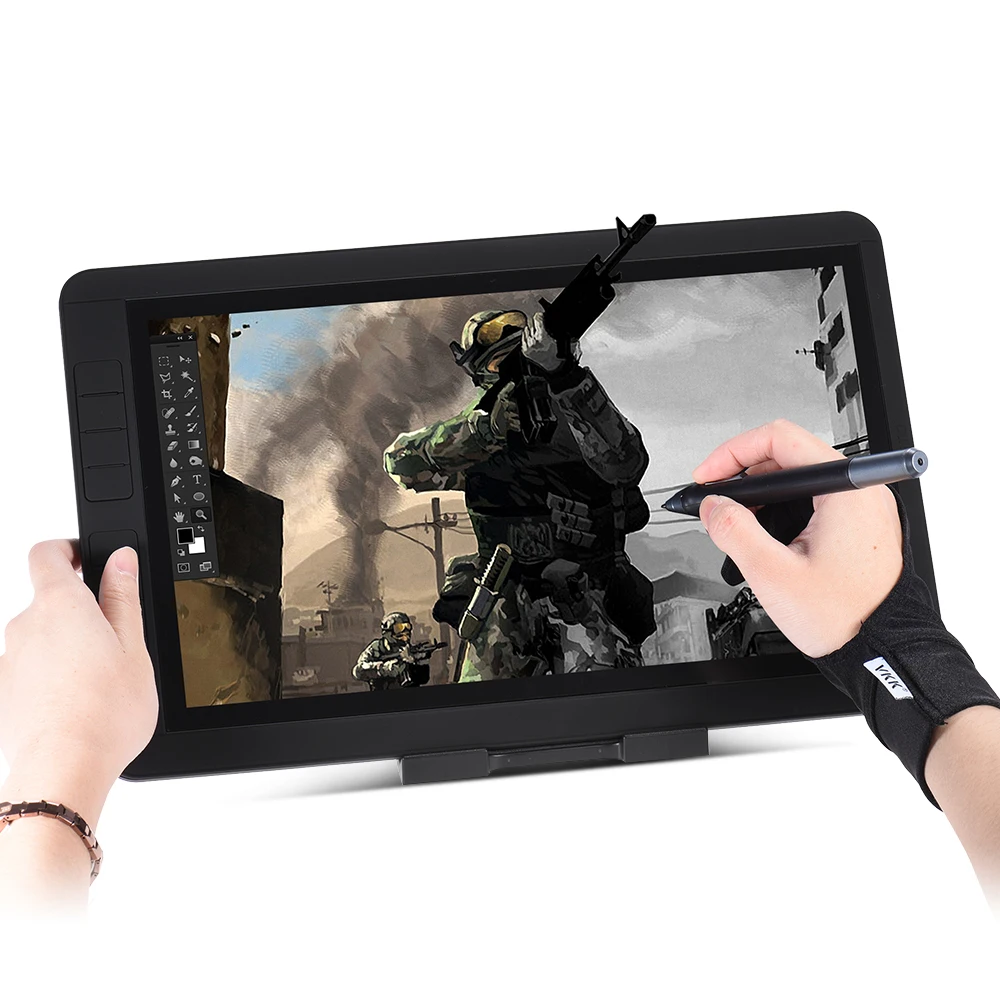 

13" IPS 1920 * 1080 Graphics Tablet Drawing Board Kit 2048 Pressure Level 2 in 1 Fast Transmission Cable 8 Shortcuts Drawing Toy