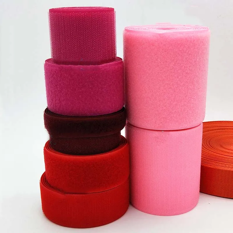 

2/4/5/10cm Width RED PINK velcros no adhesive hook loop fastener tape sewing magic tape sticker velcroing strap couture clothing