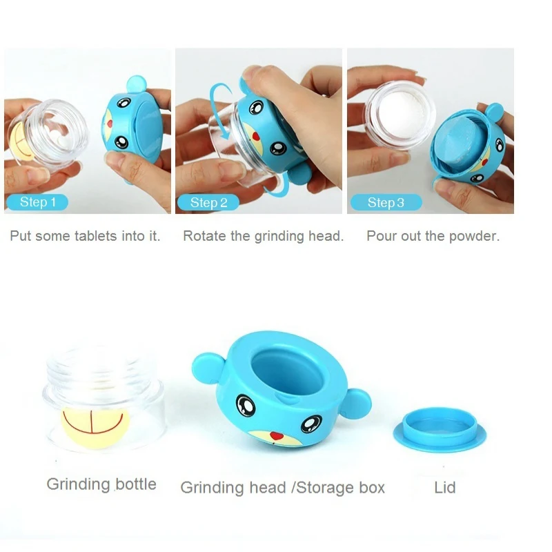 Cartoon Pill Pulverizer Tablet Grinder Medicine Cutter Crusher Storage Compartment Box