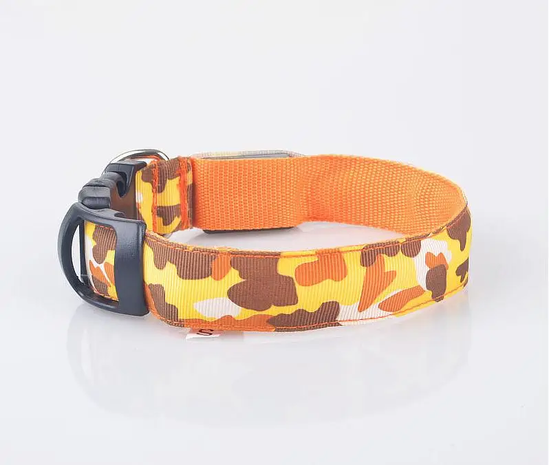 Top 500pcs high quality Luminous Collars Nylon Dog Collar Night Safety LED Glow Dog Harness Cat Collars Glow In The Dark SN1861 3