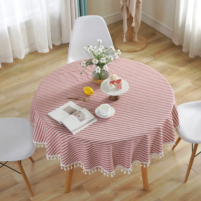  Striped Table Cloth Round Tablecloth Nappe Table Cover Party Wedding Table Cloth for Home Table Dec
