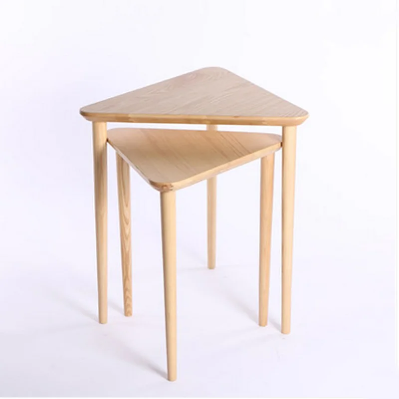 Set of 2 pieces Ash Wood End Tables Living Room Coffee Tables