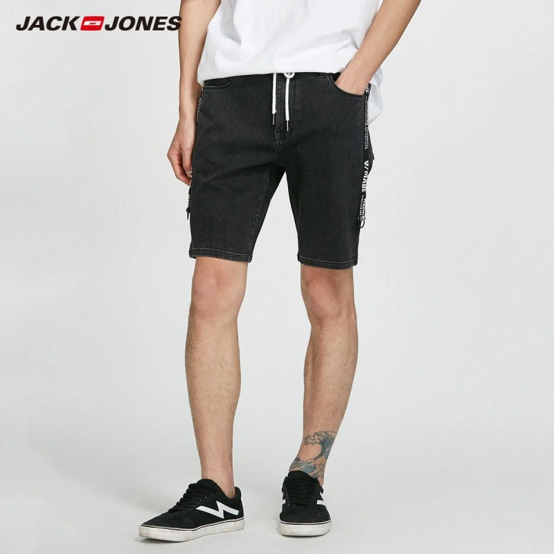 Pantalones cortos vaqueros de longitud hasta la rodilla negros con correa trenzada con cordón ajustado elásticos de JackJones para Hombre | 218243518|Pantalones - AliExpress