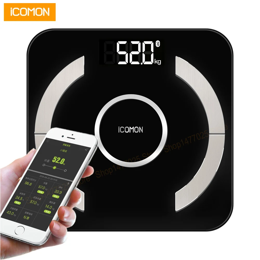 

Hot iCOMON Premium Smart Bathroom Weight Scale Body Fat mi Scale Weight Human Bmi Bluetooth Weighing Scale Android IOS FG315LB