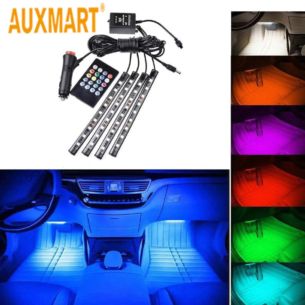 Auxmart Автомобильная RGB Светодиодная лента 4*9 шт. SMD 10 Вт интерьерная декоративная