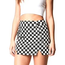 Streetwear Checkerboard Plaid Skirt with Chain Women Micro Skirt Side Split Girls Fashion Plaid Pencil Mini Skirt High Waist Streetwear Checkerboard Plaid Skirt with Chain Women Micro Skirt Side Split Girls Fashion Plaid Pencil Mini Skirt High Waist