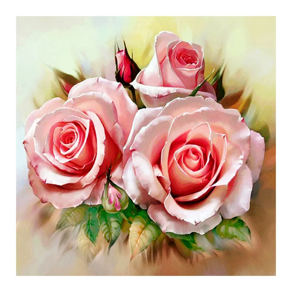 

floral Diamond Painting Full Round Rose Peony Oil painting style New DIY Sticking Drill Cross Embroidery 5D Home Decoration