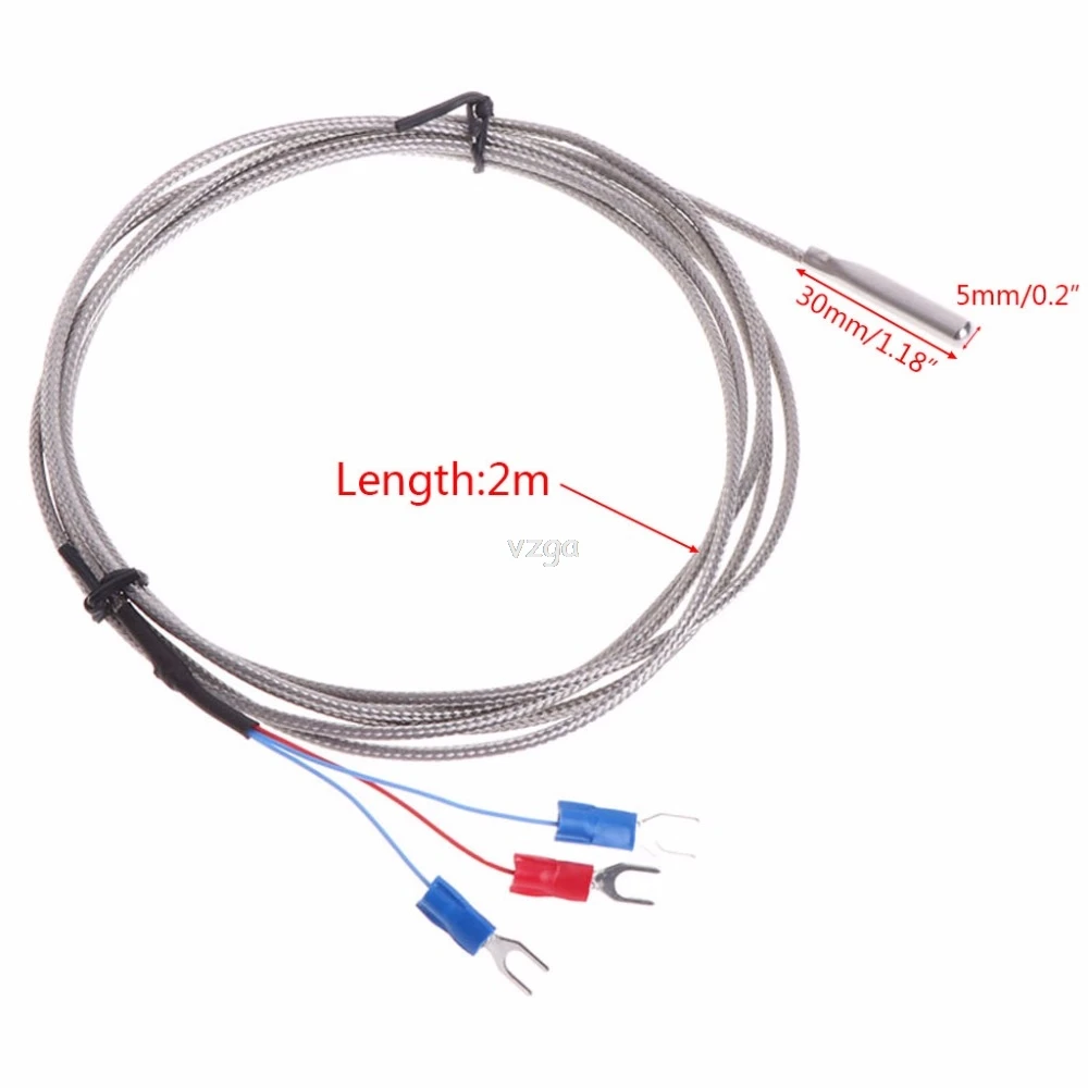 

Temperature Sensor Stainless Steel Probe Tube RTD PT100 Temperature Sensor with 2m 3 Cable Wires for Temperature Controller A10