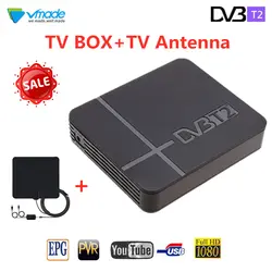 DVB T2 box с антенной DVB T2 в наземных ТВ-приставка DVB T2 телевизионный тюнер поддерживает YouTube WI-FI 3D интерфейс Set Top box