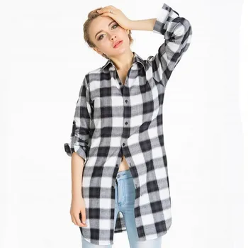 

2017 summer women blouses full sleeve girl shirts high quality cotton plaid tops plus size fashion clothes feminina/cs015