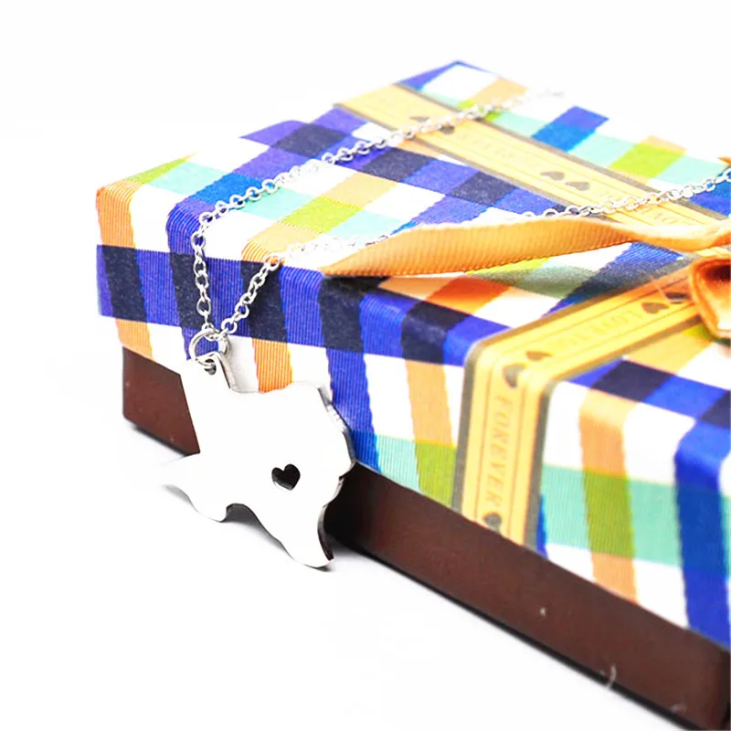 

Solid Silver Personalized Texa State Necklace With Heart Cut Out Custom Any Map Keepsake Jewelry