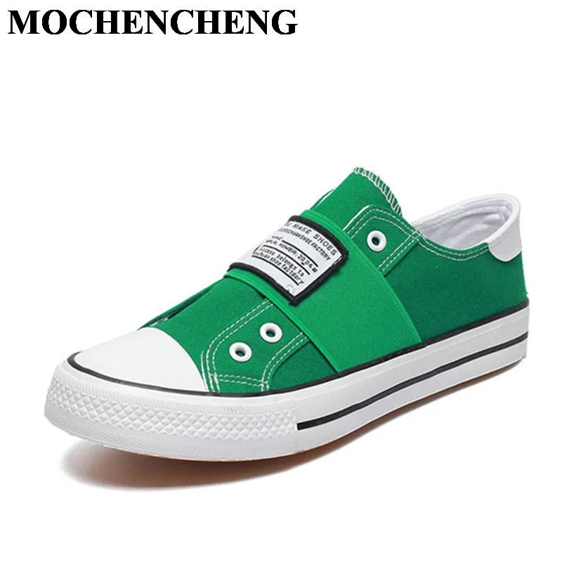 

New Women Canvas Shoes with Elastic Band Fashion Solid Low Top Slip-on Flat Casual Shoes Unisex High Quality Couple Leisure Shoe