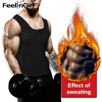 

FeelinGirl Men's Sweat Vest Body Shaper Thermo Slimming Sauna Neoprene Waist Trainer Zipper Neoprene Shapewear Tank Tops