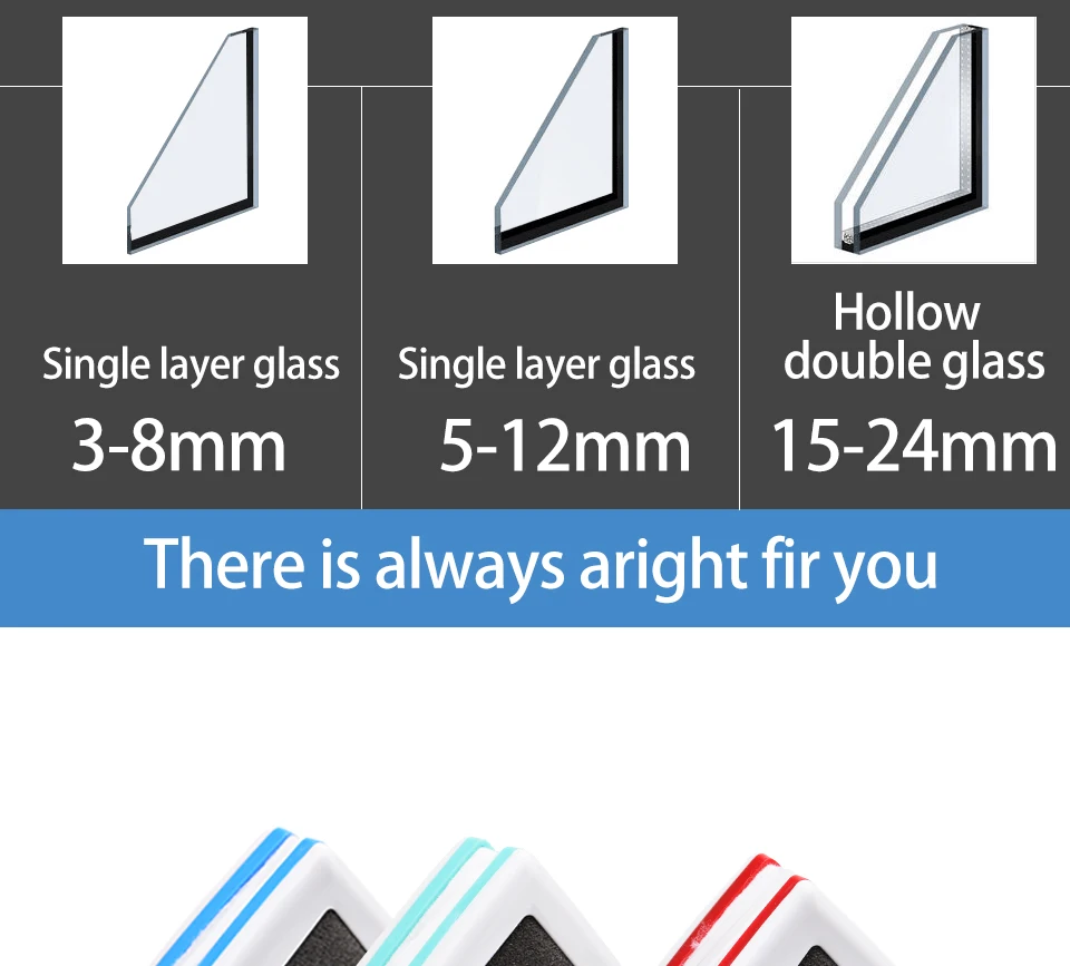 Домашний стеклоочиститель, щетка для очистки стекла, инструмент, двухсторонняя Магнитная щетка для мытья окон, стеклянная щетка чистящий инструмент 3-40 мм, чистка