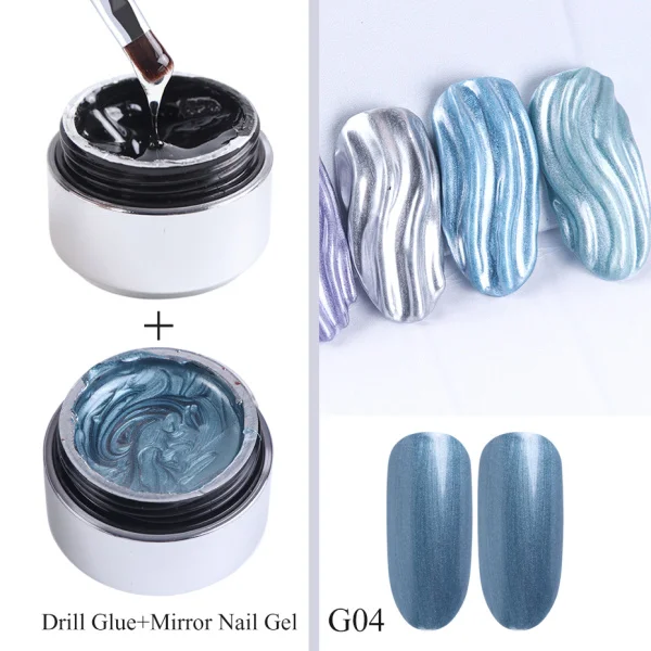 6 мл зеркальный Волшебный Гель-лак для ногтей хромированный серебряный лак-паук с кистью для дизайна ногтей клей металлический эффект гель для ногтей набор CH962 - Цвет: G04