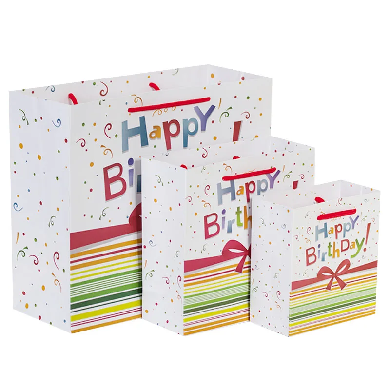 5PCS bowknot Happy birthday Gift paper bag packaging shopping twill
