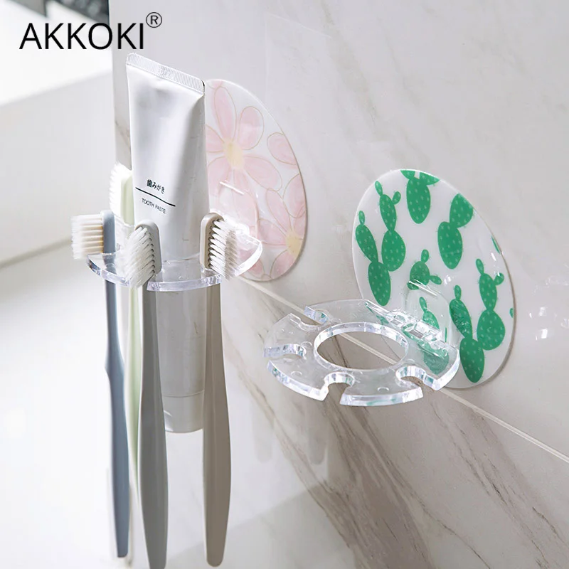 

1PC Easy Toothpaste Storage Toothbrush Holder Brush Dispenser Rack Shaver Plastic Bathroom Organizer Accessories Home Storage