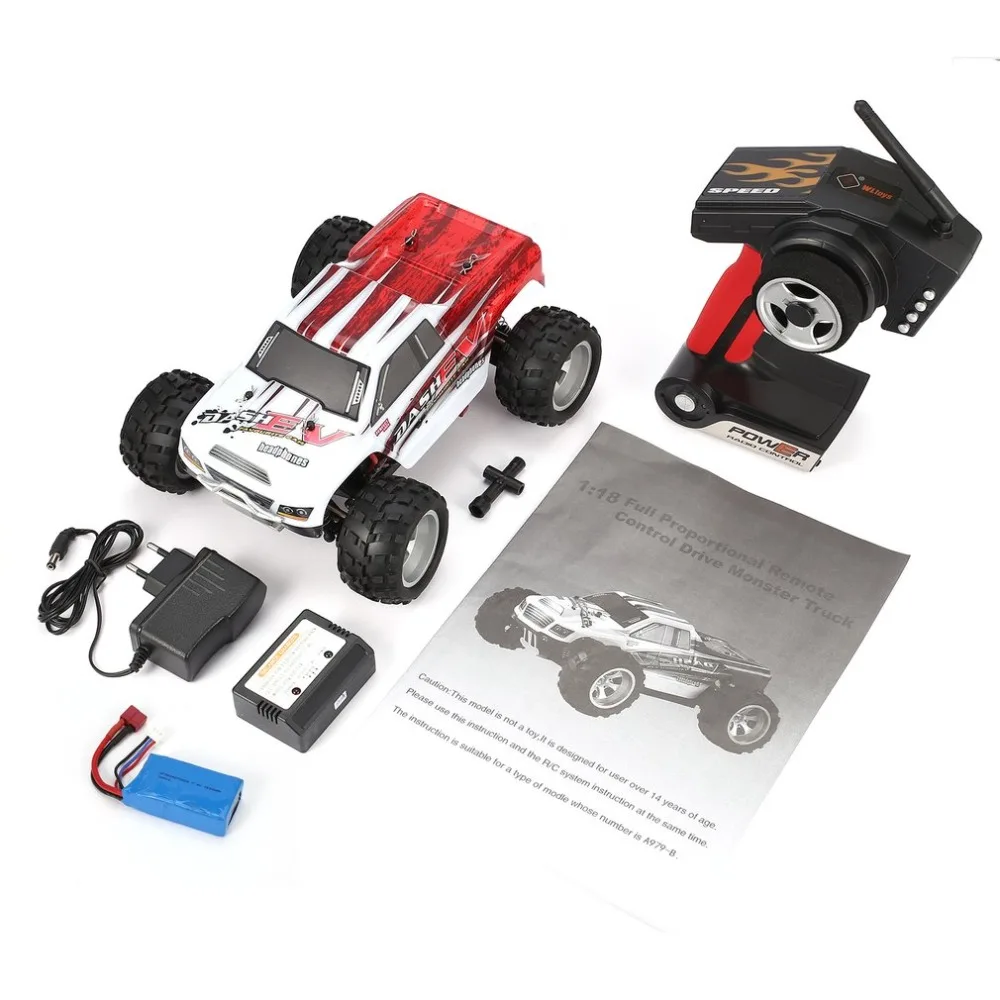 

WLtoys A979-B 2.4GHz 1/18 4WD RC Car Scale Full Proportional 70KM/h High Speed Brushed Motor Electric RTR Monster Truck