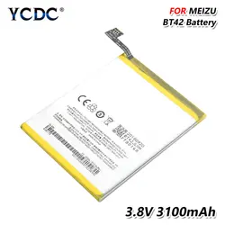 100% Новый оригинальный YCDC поле оригинальный BT42 Батарея для Meizu M1 Примечание смартфон 3100 mAh высокой Ёмкость