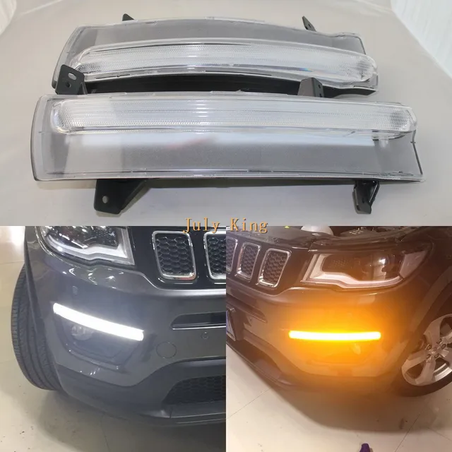 July King LED Daytime Running Lights Case for Jeep Compass 2017+, LED Front Bumper DRL with