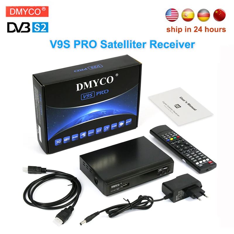 

New upgrad dvb-s2 satelliter receiver V9S PRO 1080p HD receptor Support 7 Cline for 1 year spain USB WIFI TV Xtreamcodes IPTV
