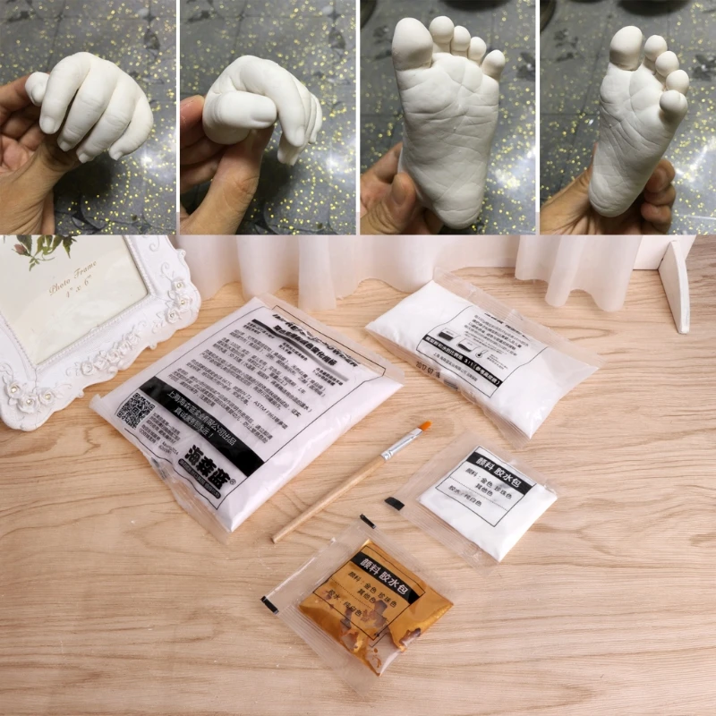 

1 Bag 3D Plaster Handprints Footprints Baby Kids Adult Hand Foot Casting Kit Keepsake New