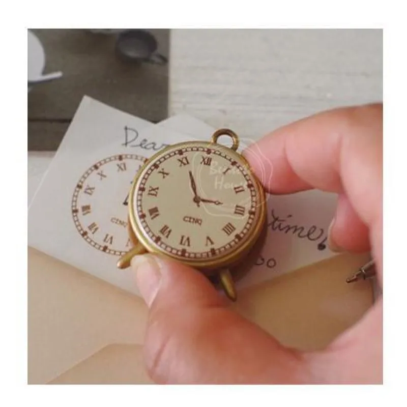

cute round clock design wood rubber stamp DIY scrapbooking planner notebook decoration