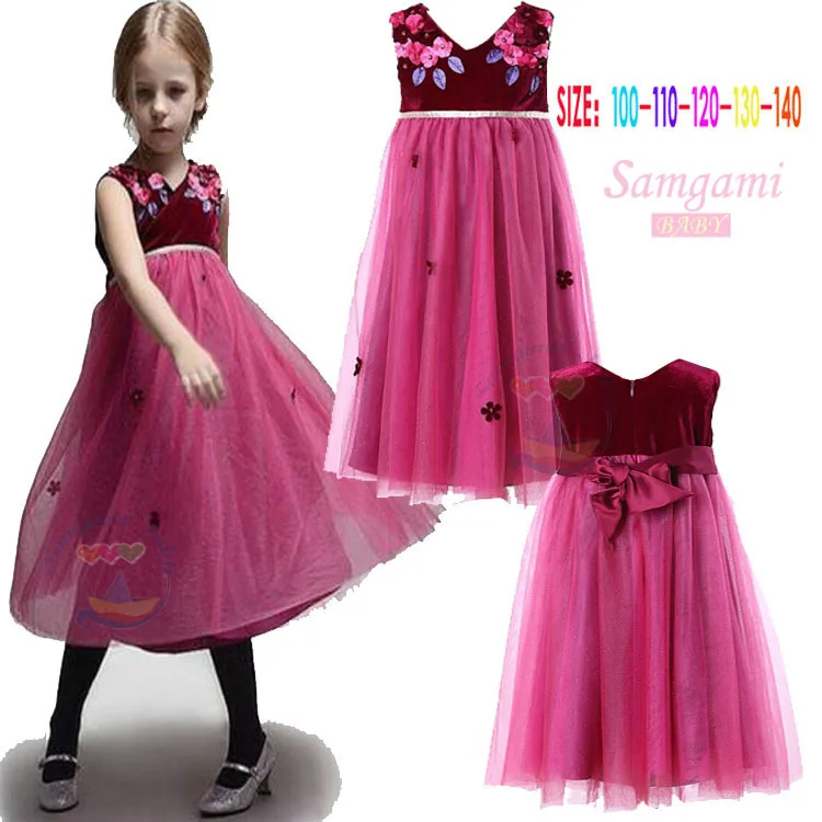 New Fashion Dress Girls Kids Watermelon Red Wear Roses with Lace ...