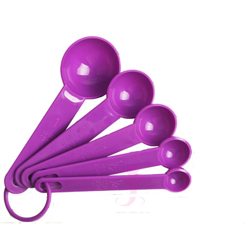 

5pcs/set Purple&Black Baking Cooking Kitchen Tools Measuring Spoon Silicone Measuring Ladle with Scale