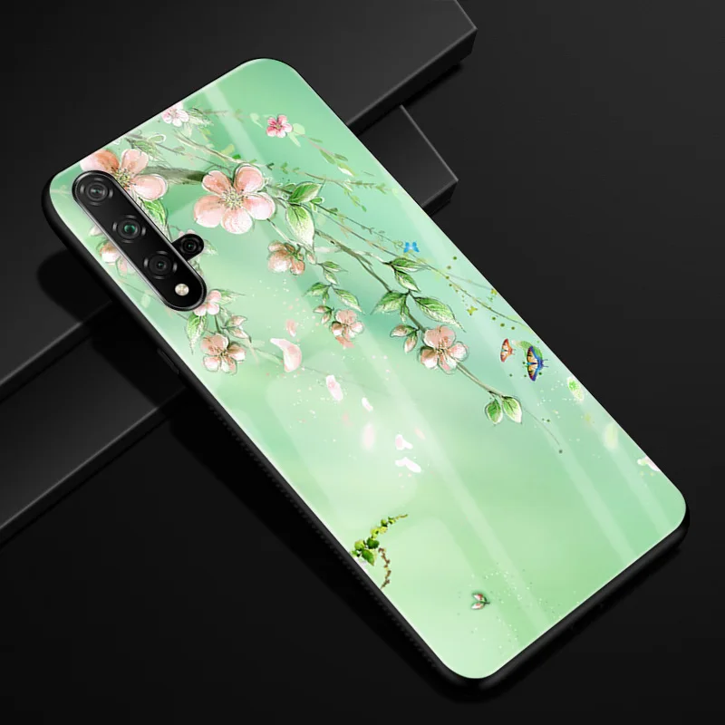 Для huawei Nova 5 T чехол Nova 5 T 5 T крышка из закаленного стекла Funda для huawei Nova5T чехол силиконовый бампер чехол для телефона жесткий чехол - Цвет: Лаванда