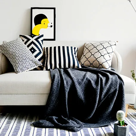 

Nordic Black White Geometric Cushion Cover Scandinavian Striped Chevron Quatrefoil Decorative Throw Lumbar Pillow Case Decor