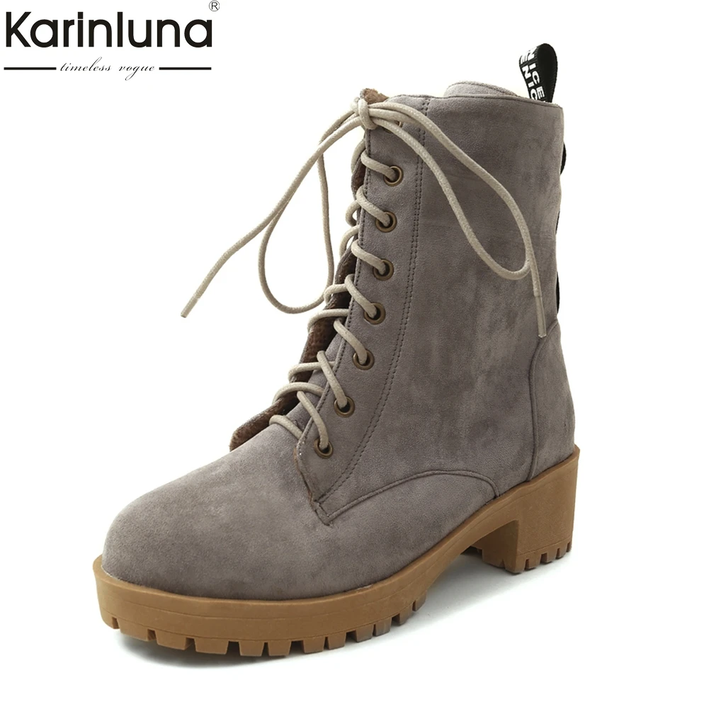 

KarinLuna 2018 Large Size 34-43 Leisure Fashion Women Shoes Dropship Lace Up Ankle Boots Women Shoes Martin Boot Woman Boots