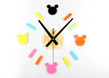 

Wood&Acrylic Wall Clock ,Mickey cartoon fashion Mickey Mouse wall clock DIY clock creative fun combination DIY wall clock