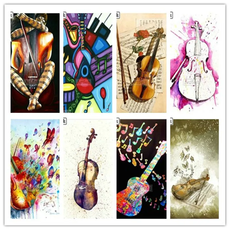 Full square 5D diamond painting guitar violin music icon