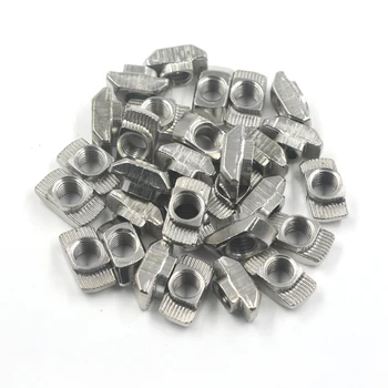

Silver European Standard 45 Series Aluminum Slot Carbon Steel Half Round Roll In Sliding T Slot Nut with M8 Thread Pack of 100