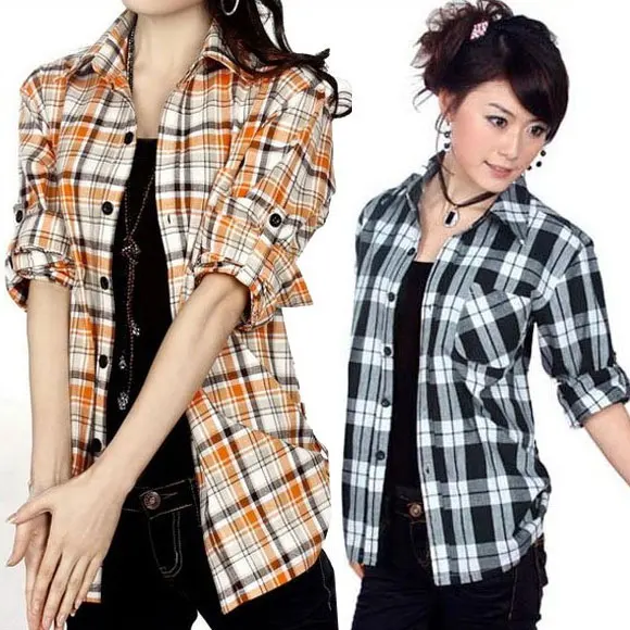 Free Shipping 2016 New Fashion Blouses For Women Plaid Shirts Ladies 100 Cotton Checked Shirt Free Shipping 2016 New Fashion Blouses For Women Plaid Shirts Ladies 100 Cotton Checked Shirt