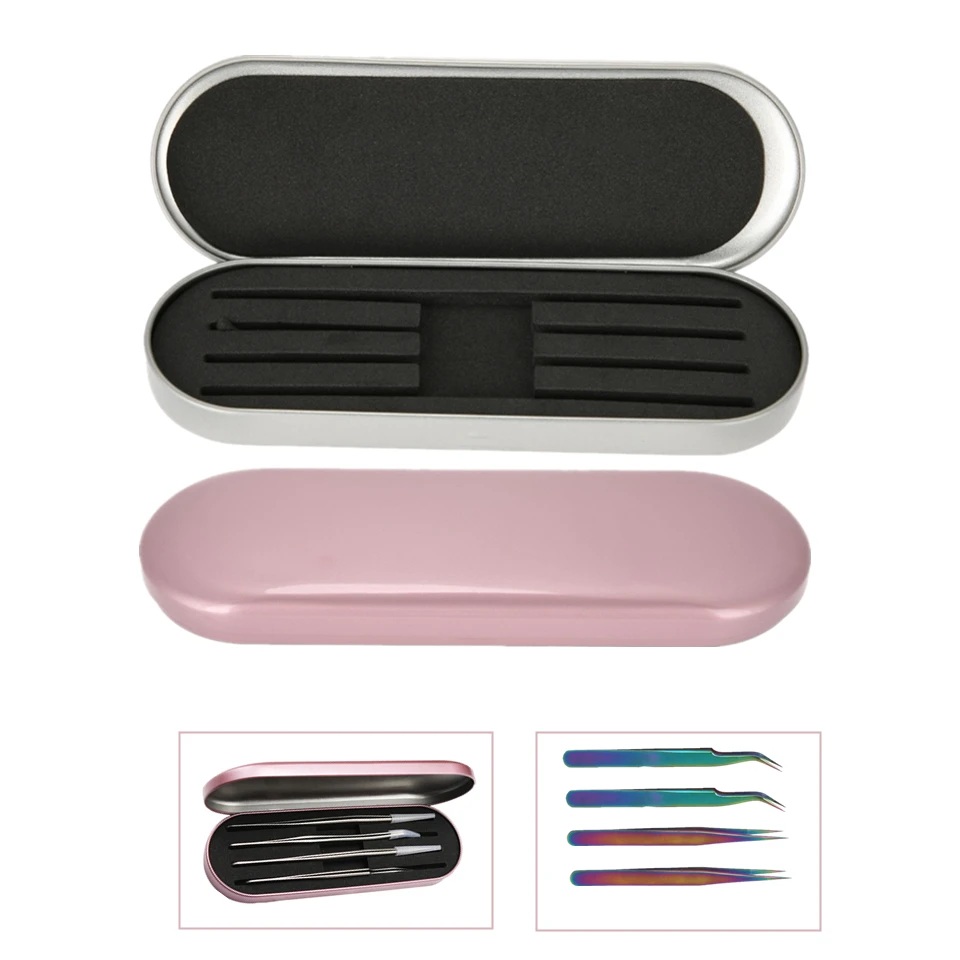 eyelash tweezer holder extension supplies acrylic stand tweezers display tool storage 4Groove Professional Eyelash Extension Tweezer Storage Box Eyelash Brushes Scissors Razors Storage Box Portable Safe Makeup Tool