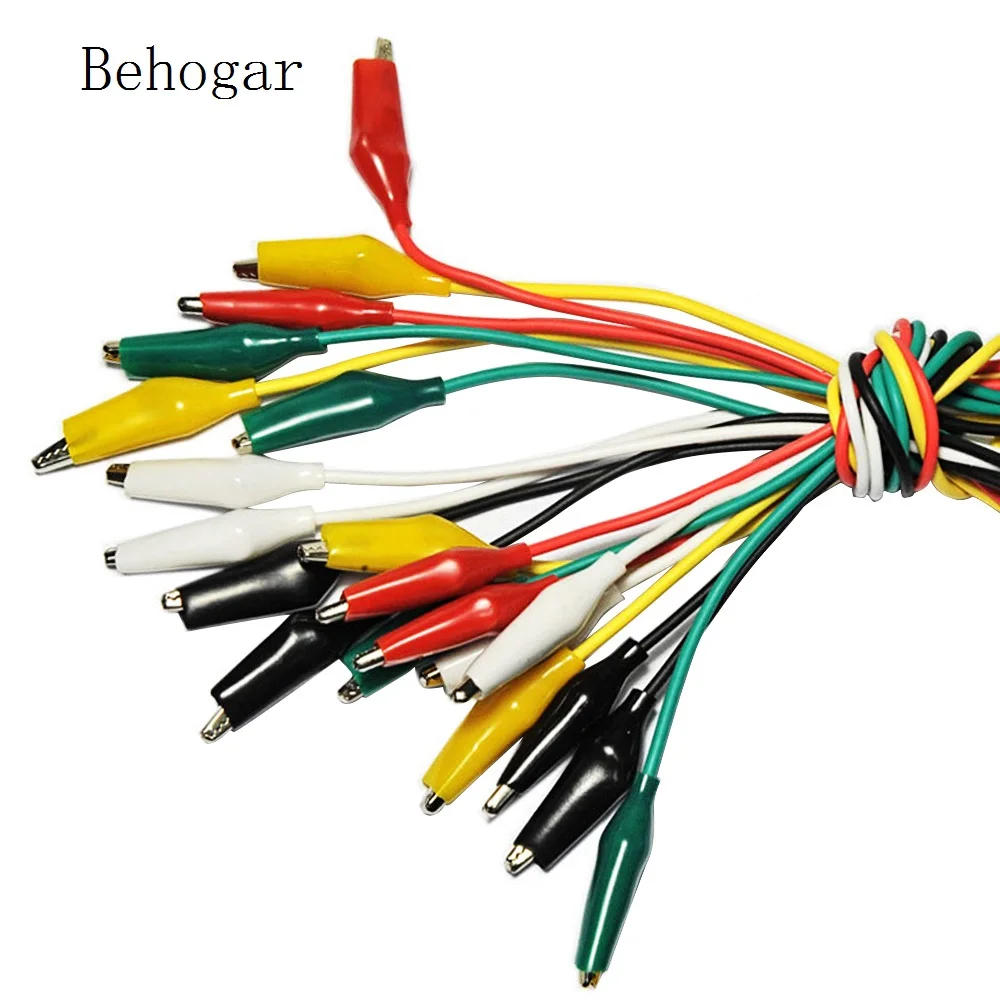 Behogar 10 PCS 50cm Double ended Crocodile Clips Cable Alligator Clip