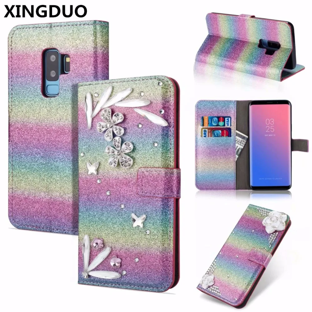 Чехол XINGDUO для Samsung с подставкой блестящий Радужный жемчуг сверло бриллианты