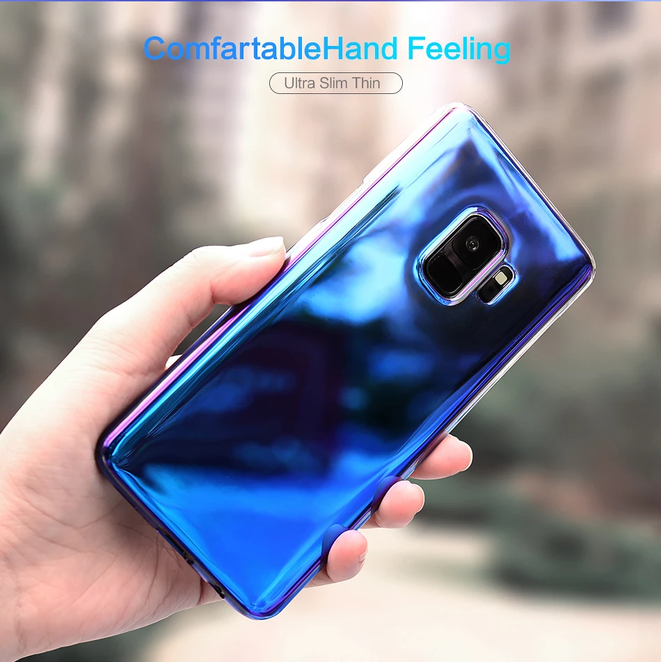 FLOVEME Hard PC Phone Case For Samsung S9 S8 Plus Luxury Slim Clear Gradient Blue Ray Light Cover For Samsung S 7 S7 Edge Case (5)