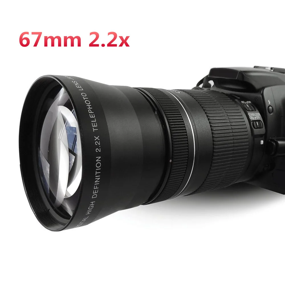 Универсальные Объективы для телефона 67 мм 2 2x Nikon Canon Sony D7100 D5000 D3200 D3100 D3000 |