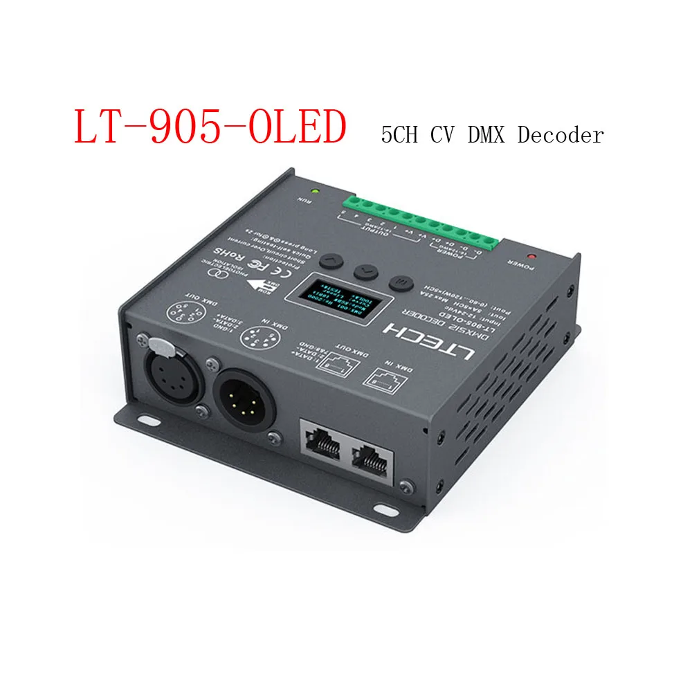 

LTECH LT-905-OLED 5CH CV DMX Decoder Input Voltage 12-24Vdc