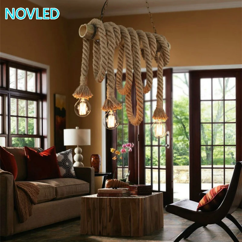 

Retro loft Vintage Lustre Pendant Light DIY Rope Pendant Lamp E27 Industrial Hanging Lamp suspension luminaire Light Fixture