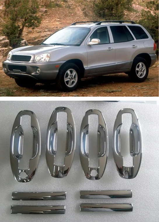 

Отделка и чаша из АБС-пластика хромированные покрытия для дверных ручек для Hyundai Santa Fe 2001, 2002, 2003, 2004, 2005, 2006