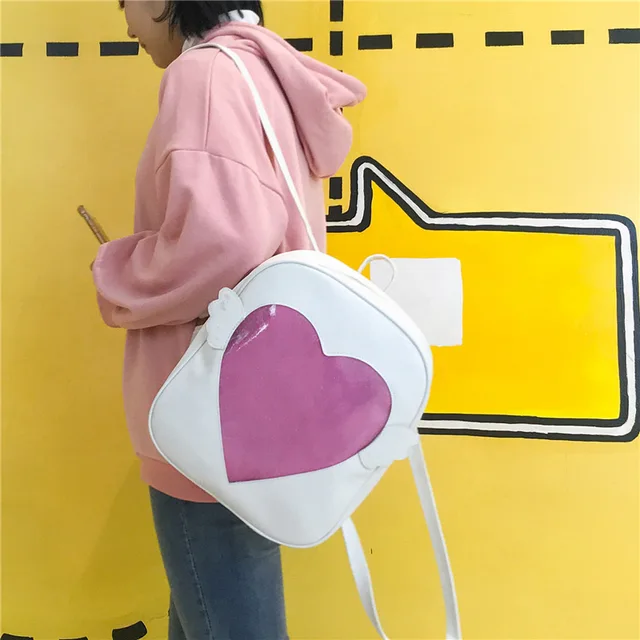 MSMO 'Ita-bag' Glitter Clear Flap Wing Backpack Japan Harajuku Girls Kawaii Bling Transparent Love School Bag Gift 3