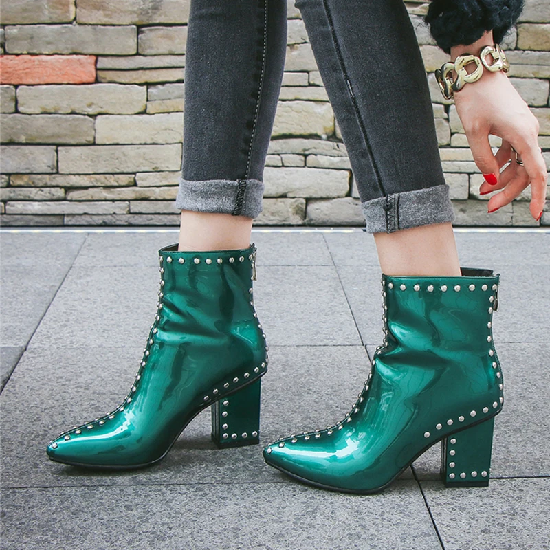 

Woman Fashion Genuine Leather Motorcycle Ankle Boots Female Rivets High Heels Platform Comfortable Autumn Winter Shoes Woman